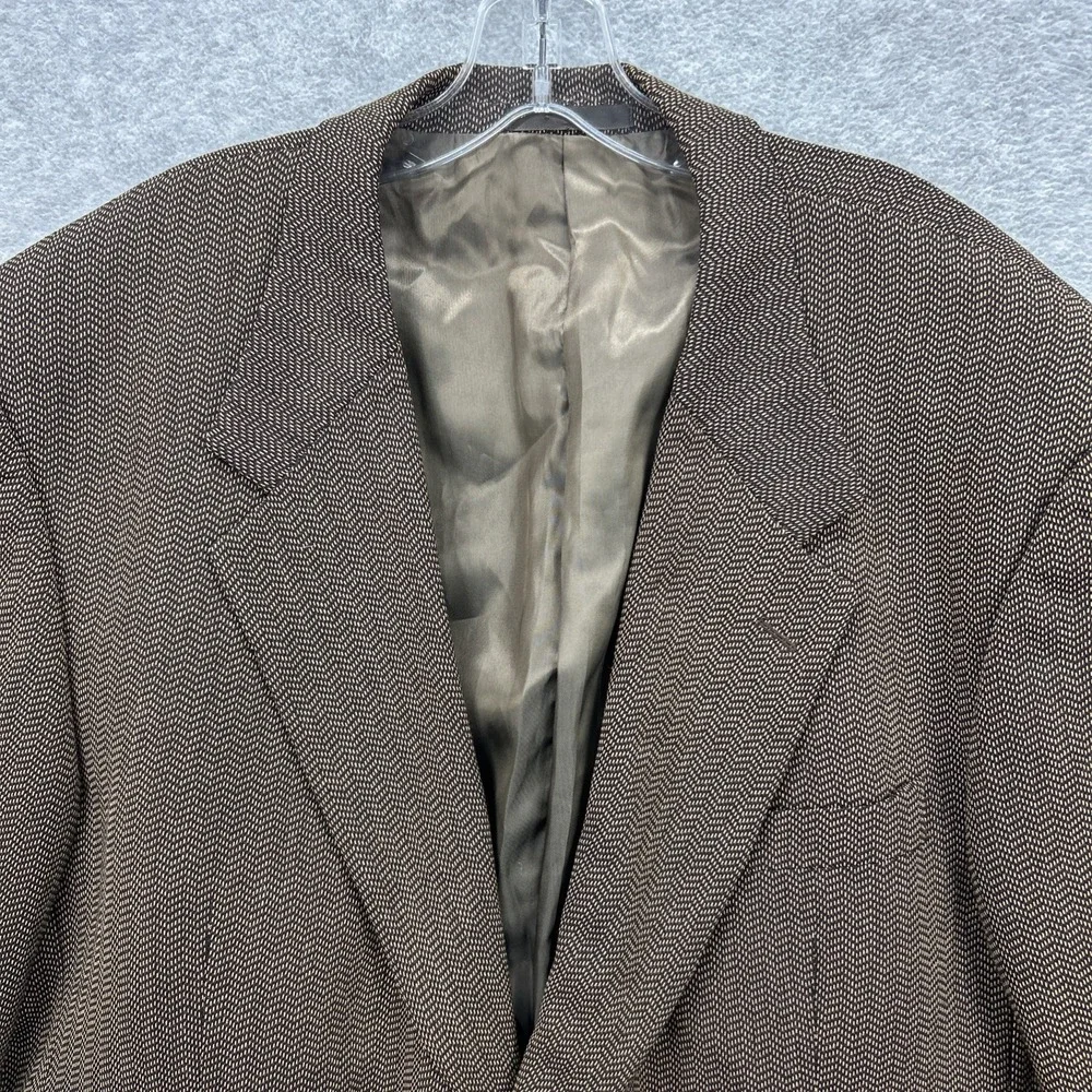 Jhane Barnes Blazer Mens 46R Brown Herringbone Suit Sport Coat Jacket Union USA‎